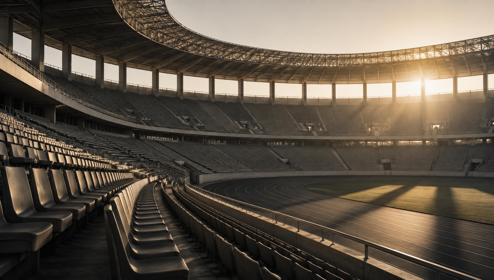 Empty stadium stands with soft light